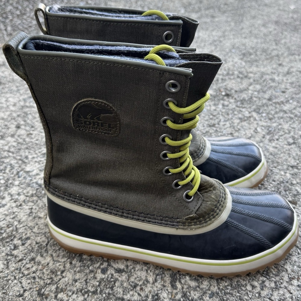 Sorel Snow Boot Women's 10‎ 1964 Premium Waterproof Waxed Canvas Peat Moss Green - Picture 3 of 13